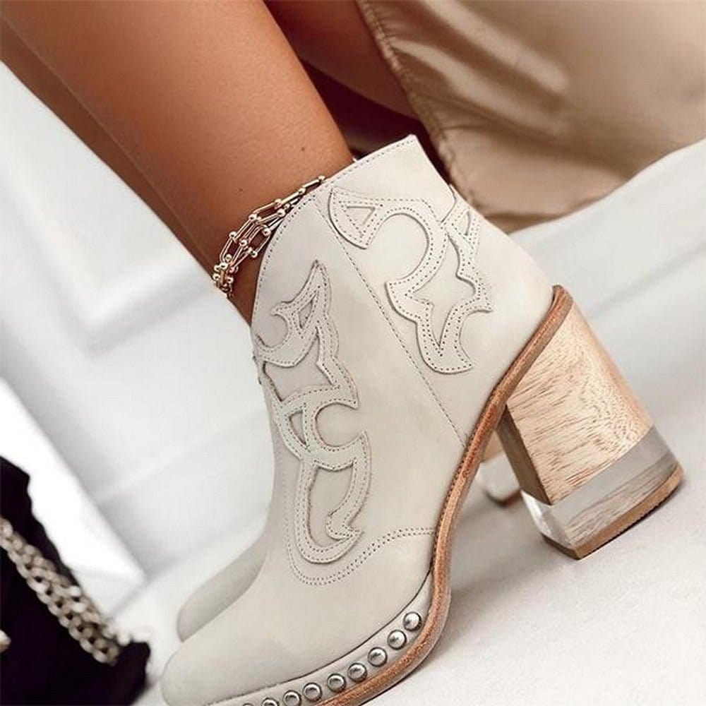 Women's Ankle Boots Block Heel Decorative Stitch