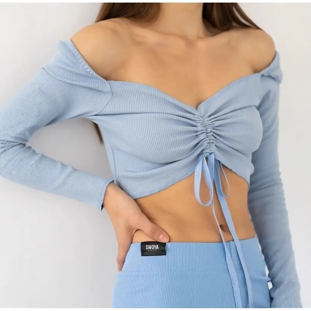 Image of Cheri | Women's Ruched Front Crop Long Sleeve Top