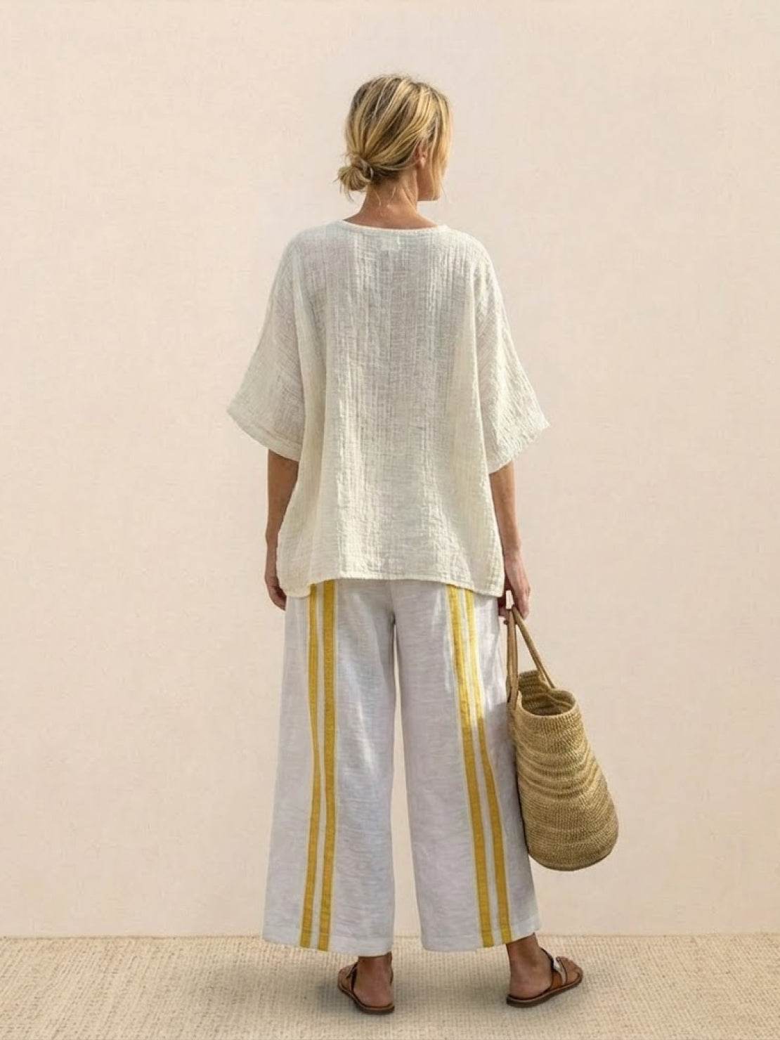 Relaxed Fit Striped Pants and Top 2-Piece Outfit
