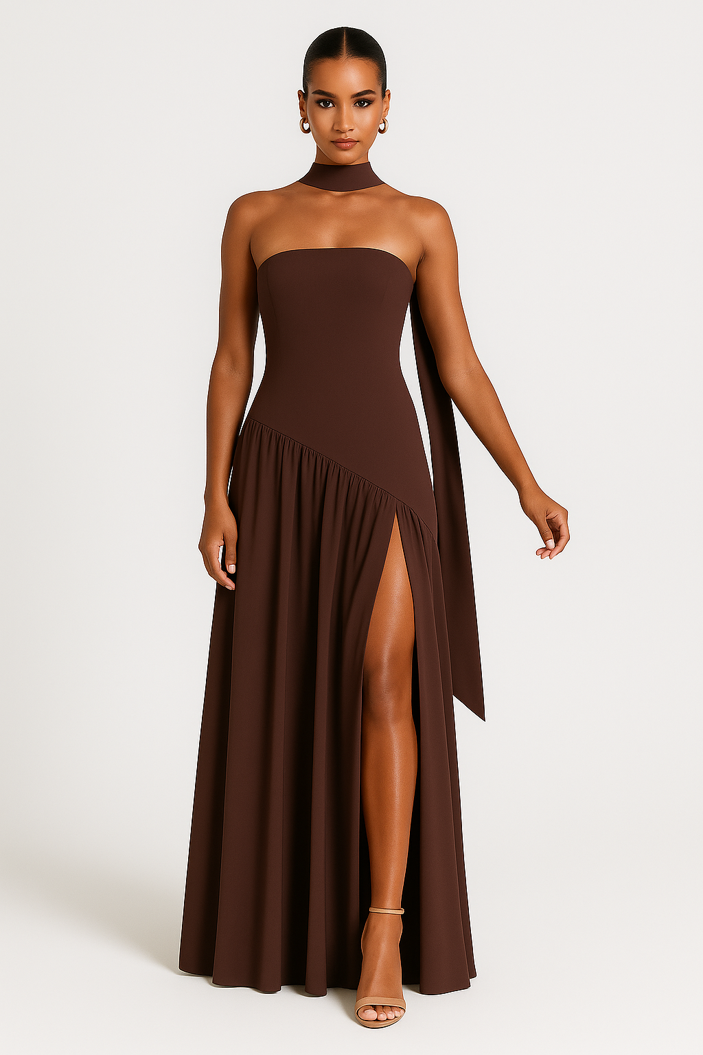 Women's Strapless High Slit Dress