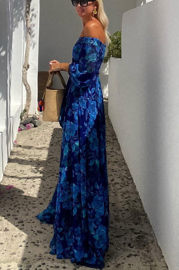 Women's Off Shoulder Floral Maxi Dress Evening