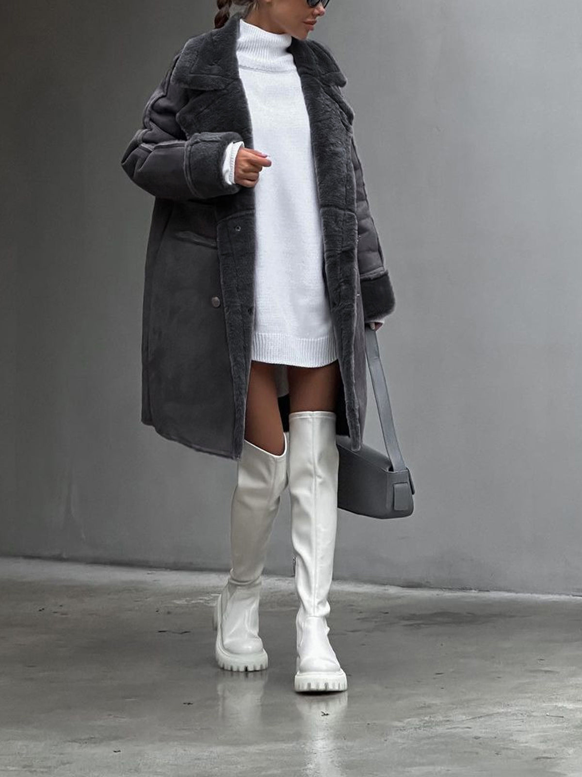 Women's Double Breasted Coat Notched Collar Wool