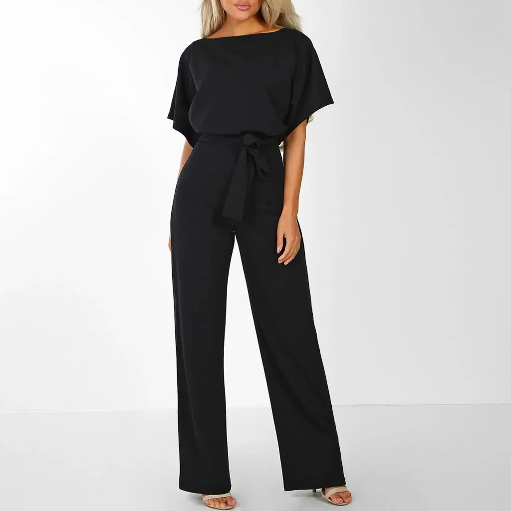 Women's Jumpsuit Gathered Sleeves Tie Belt