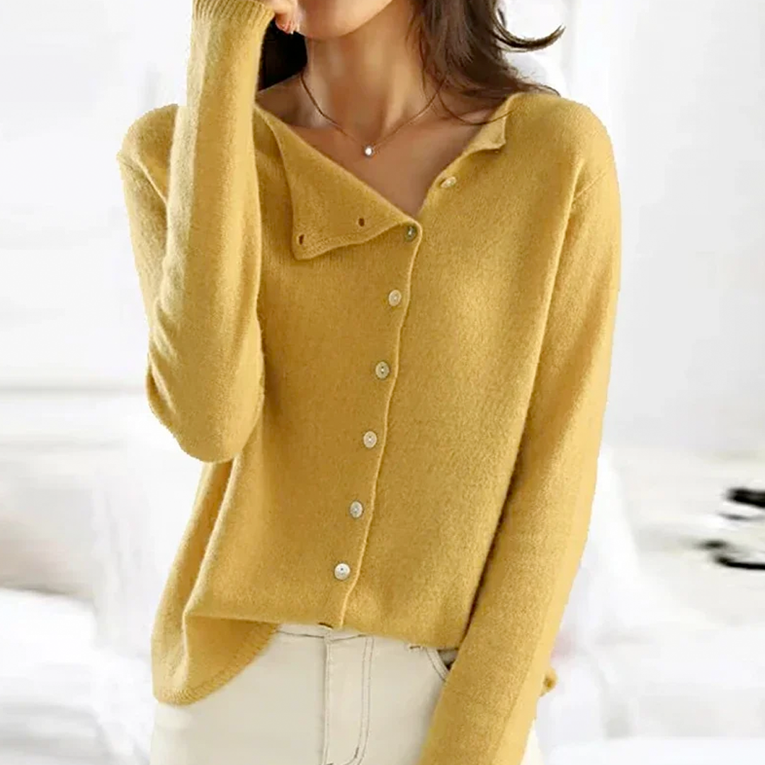 Women's Asymmetric Knit Cardigan Long Sleeve Button