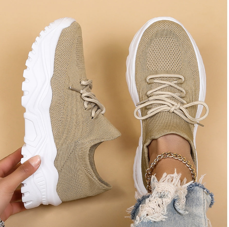 Fashionable Thick Knit Sneaker Boots