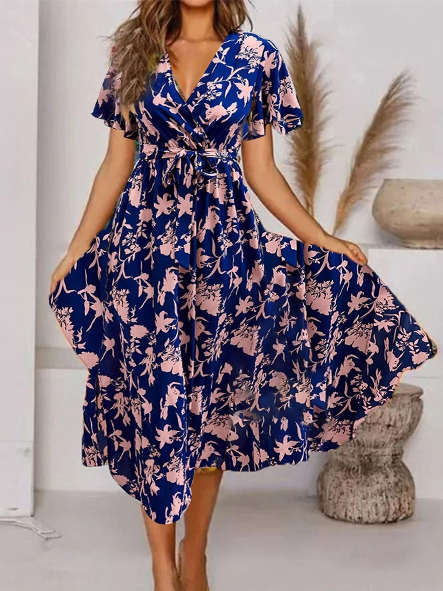 Image of Gail | Women's Floral Wrap Midi Dress