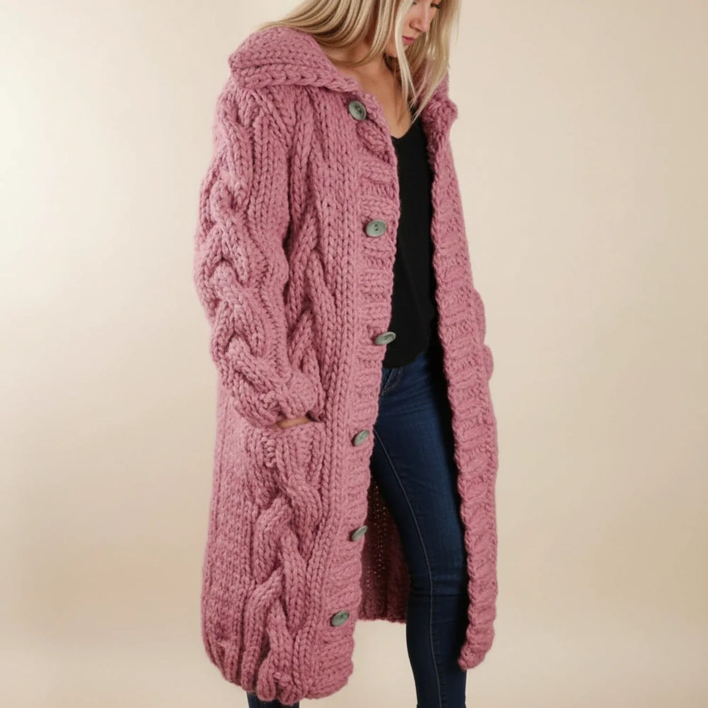 Women's Hooded Long Winter Cardigan