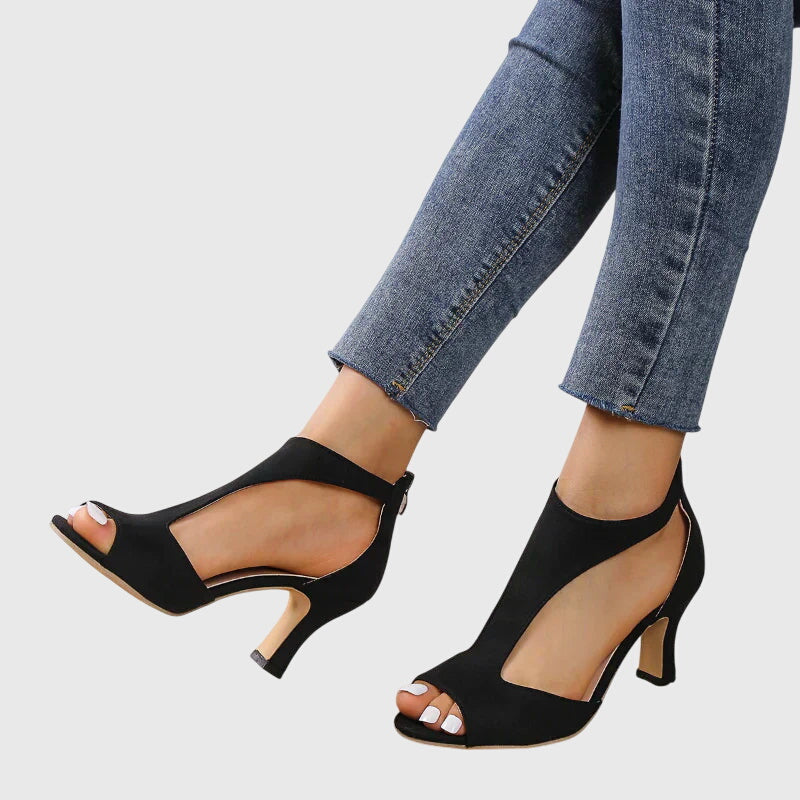 Women's Peep Toe T-Strap High Heels