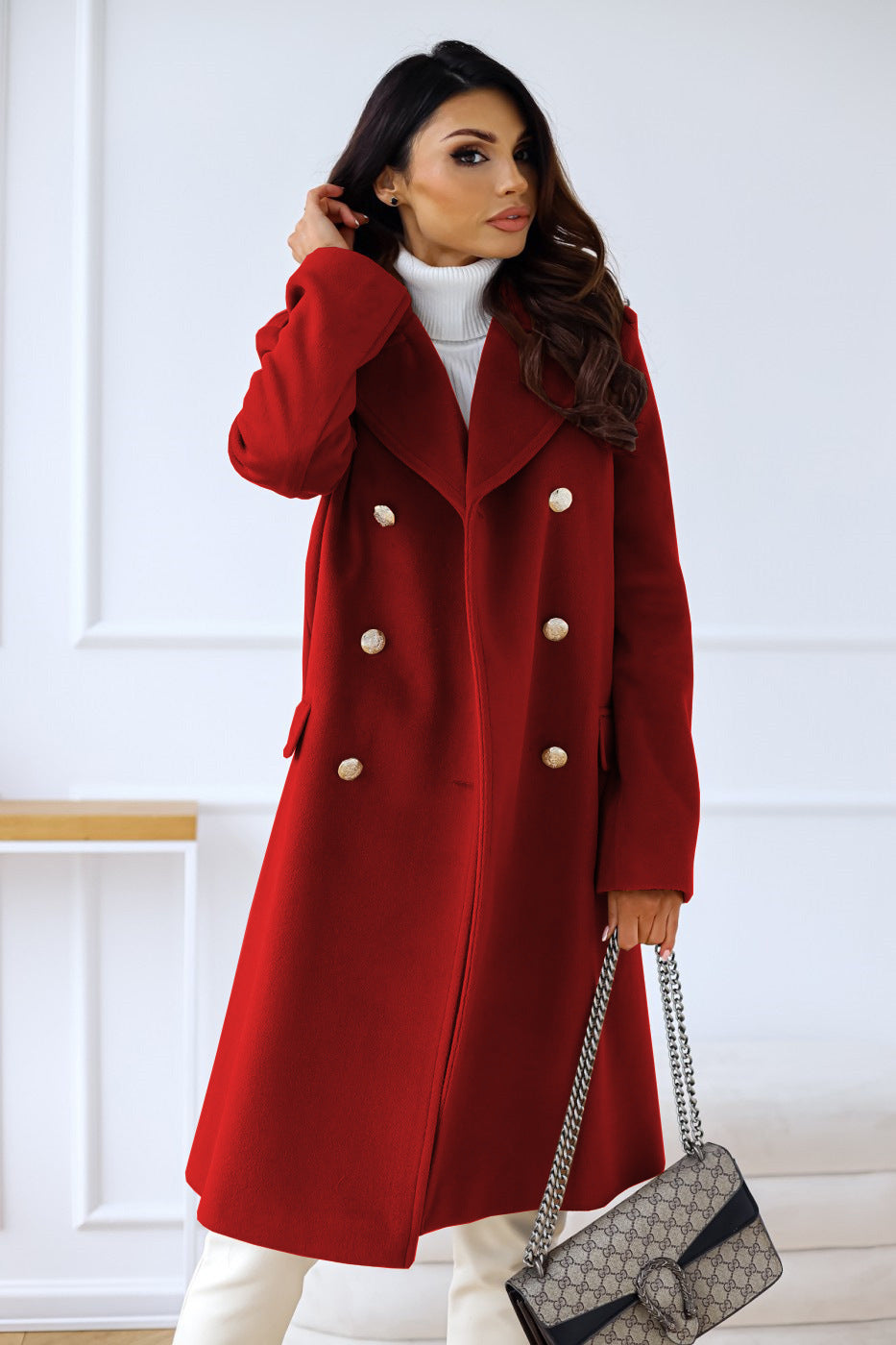 Image of Melinda | Women's Double-Breasted Long Coat