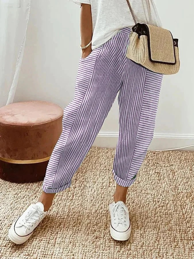 Women's Striped Cropped Pants