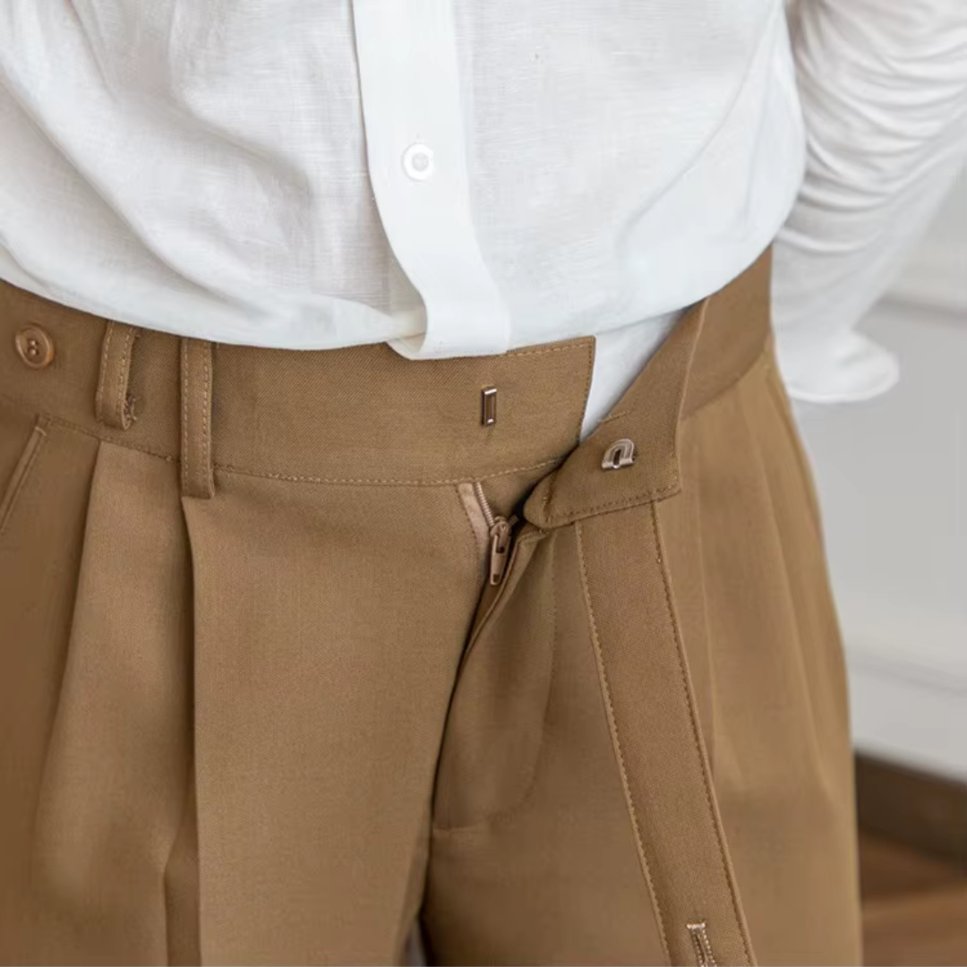 Image of Raphael | Men's Pleated Cropped Dress Pants