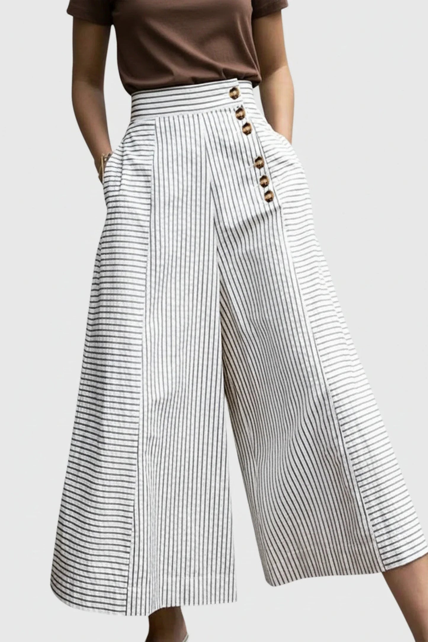 Women's High-Waisted Striped Pants - VibreMode
