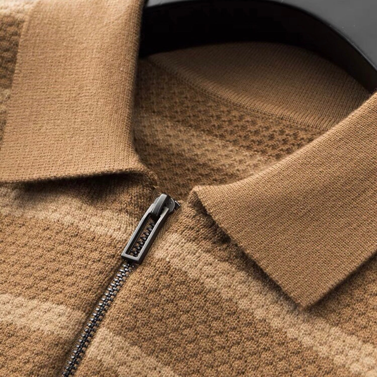 Image of Teddy | Men's Zip Striped Polo Shirt