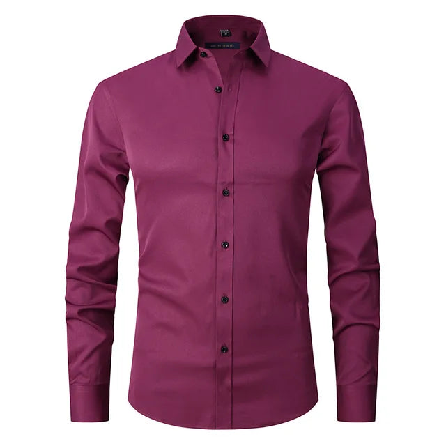 Men's Long Sleeve Button Front Shirt Cotton Contrast Buttons