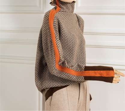 Women's Turtle Neck Printed Sweater