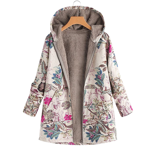 Women's Floral Hooded Long Coat - VibreMode