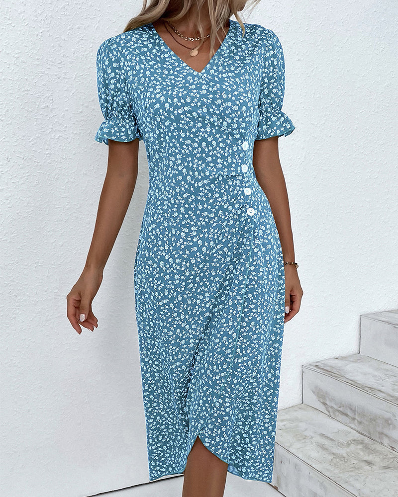 Women's Midi Dress Wrap Skirt Detail
