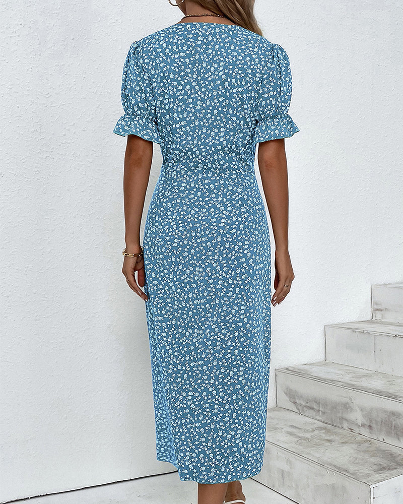 Women's V-Neck Dress Floral Print