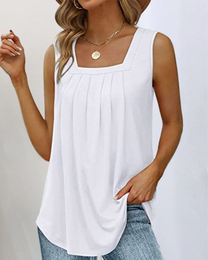 Trendy Tank Top with Square Neck Design