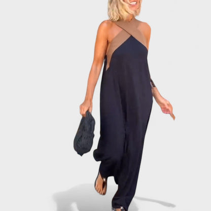 Elegant Women's Maxi Dress Cross Neck Design