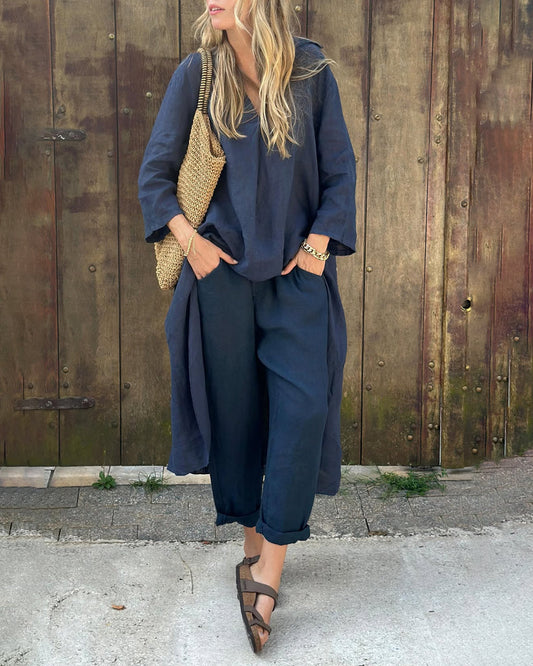 Women's Wide Leg Two-Piece Set Loose Fit - VibreMode