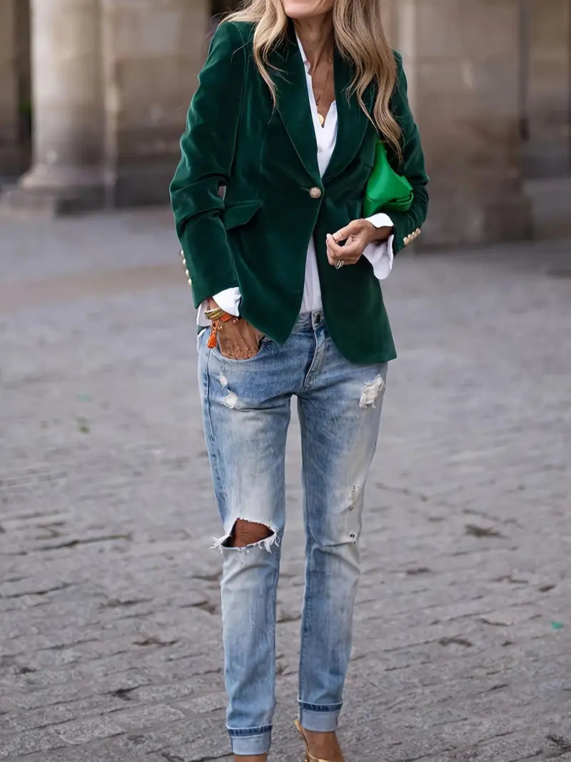 Women's Velvet Blazer Elegant Black