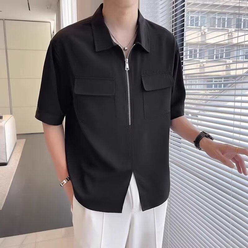 Ike Men's Casual Zip Up Shirt - VibreMode