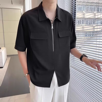 Ike Men's Casual Zip Up Shirt - VibreMode
