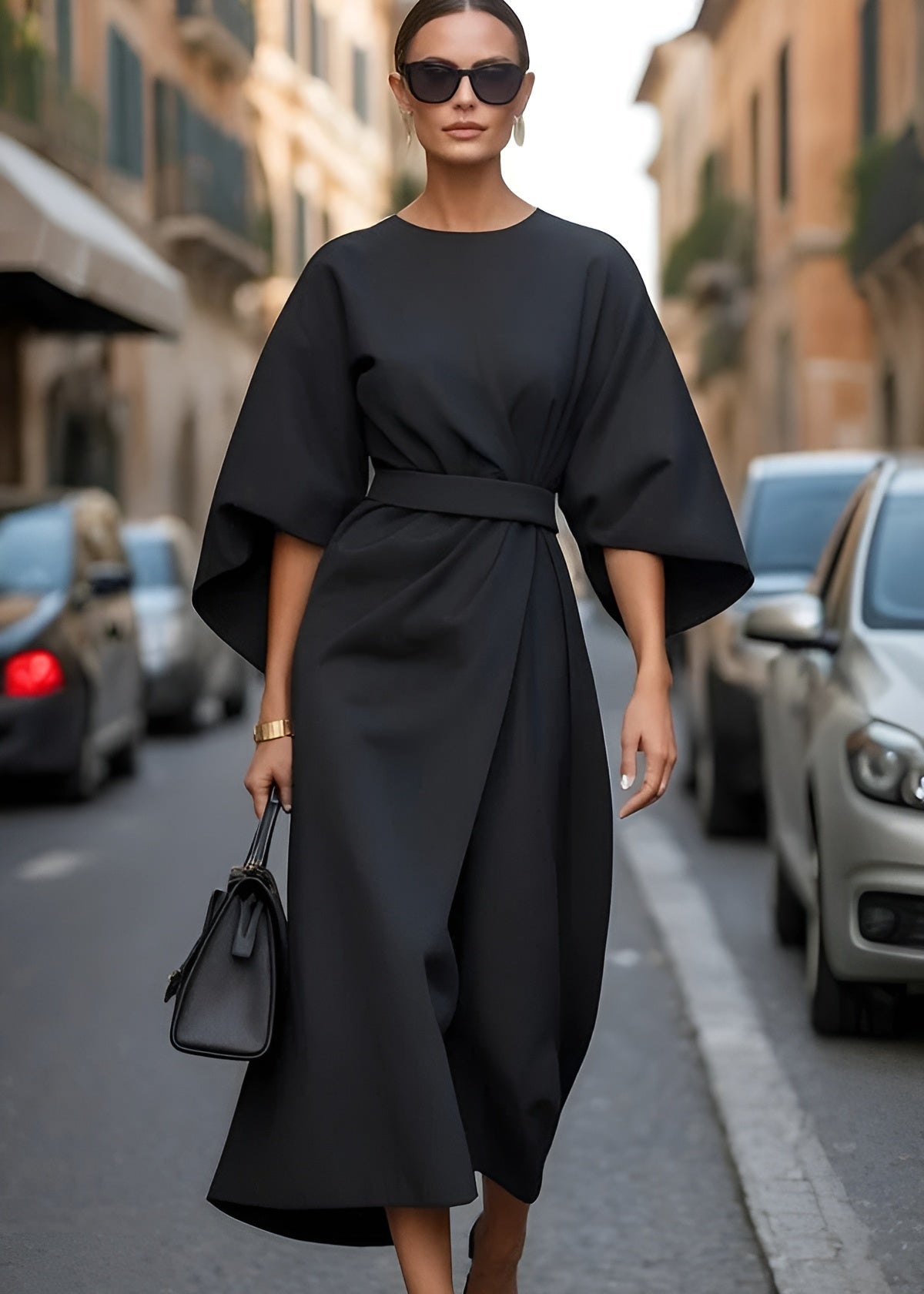 Women's Flowy Maxi Dress Belted Velour