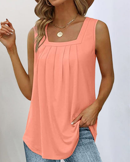 Trendy Tank Top with Square Neck Design - VibreMode