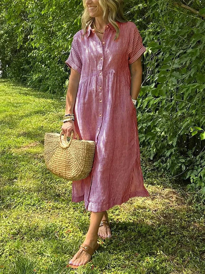 Women's Striped Button Front Dress