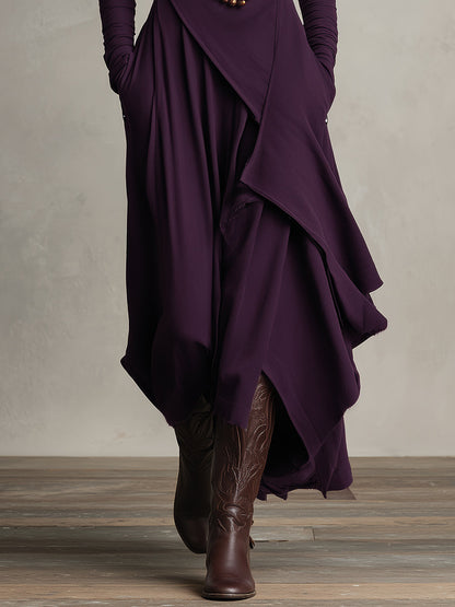 Cozy Crew Neck Knee Length Dress