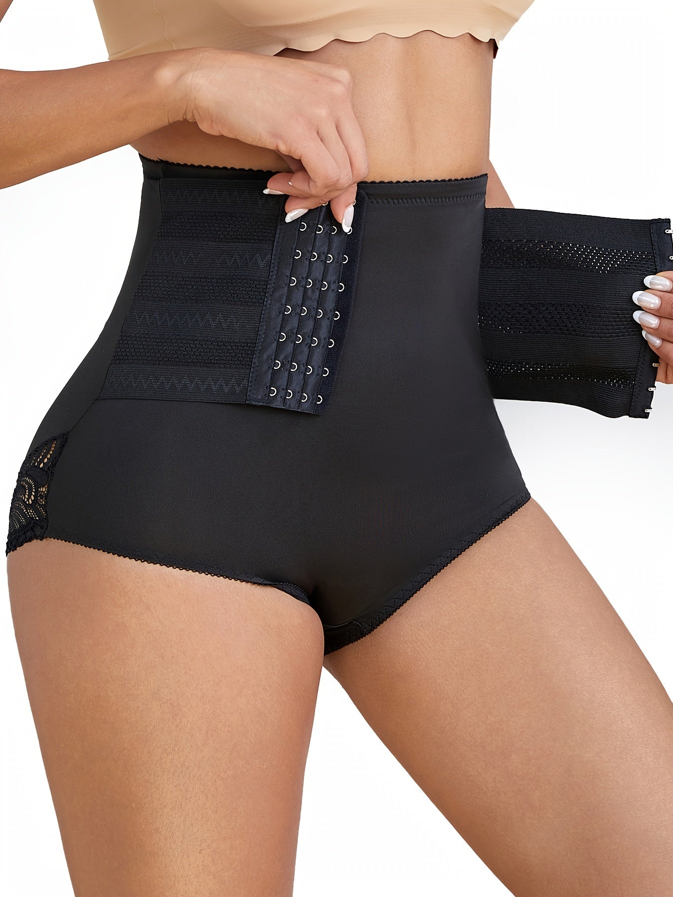 Women's High Waist Shapewear Brief With Hook Closure