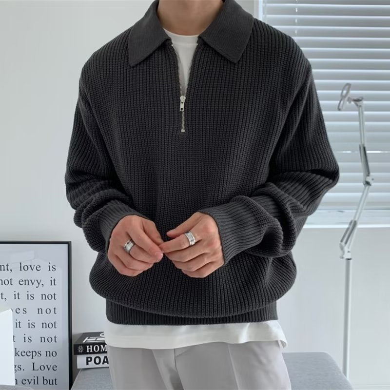 Men's Quarter Zip Sweater Textured Knit