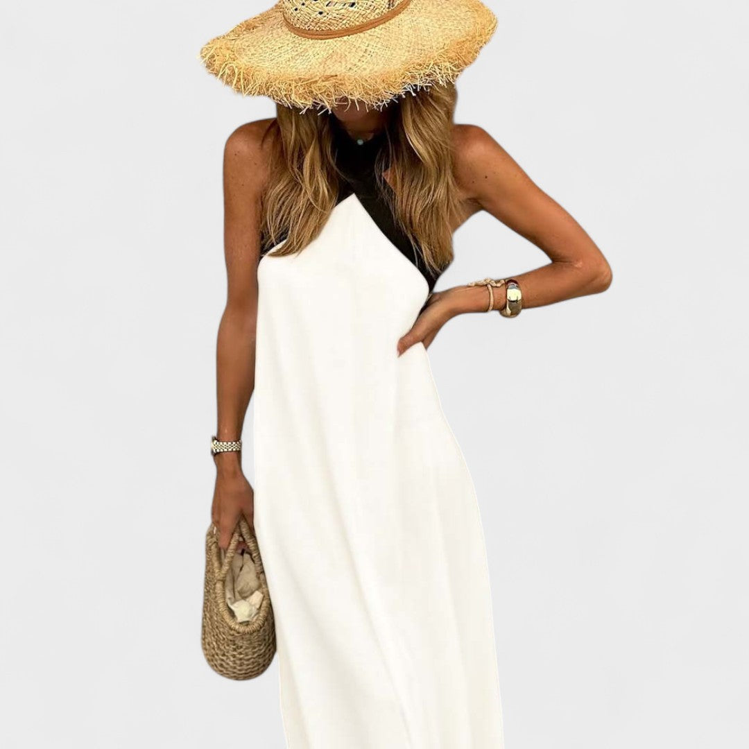 Elegant Women's Maxi Dress Cross Neck Design