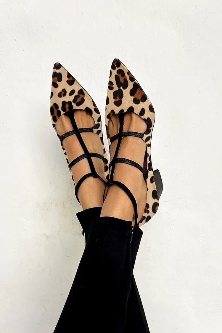Women's Leopard Print Strap Heels - VibreMode