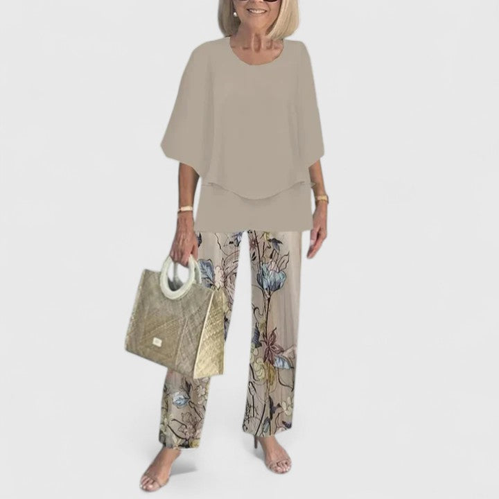 Women's Floral Print And Pants Set - VibreMode