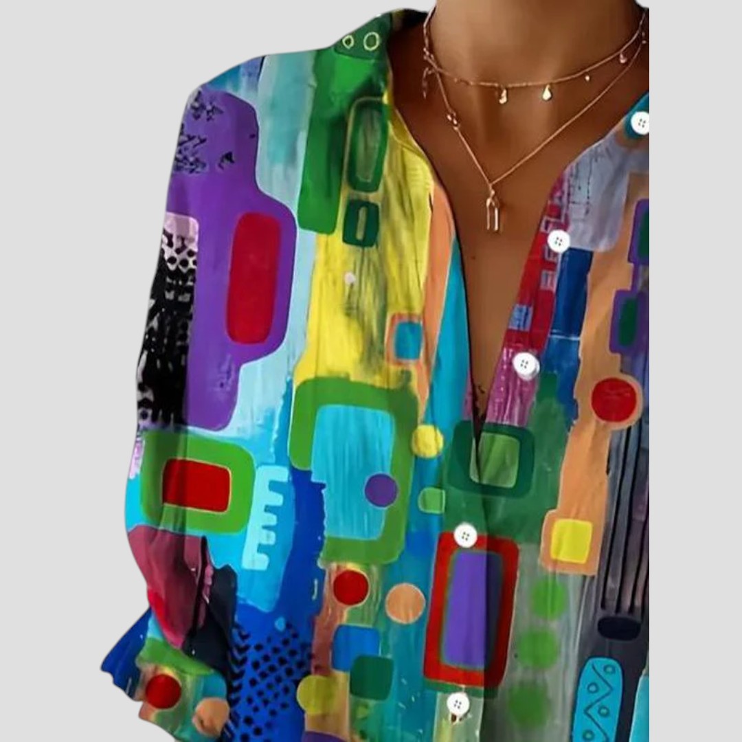 Elegant Women's Geometric Pattern Blouse