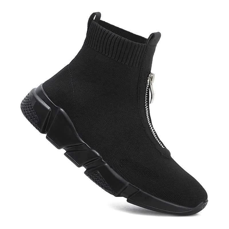 Women's Slip On Boots Zipper Detail