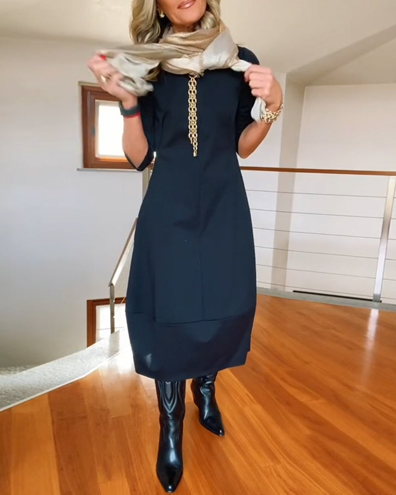 Women's Midi Dress Round Neck