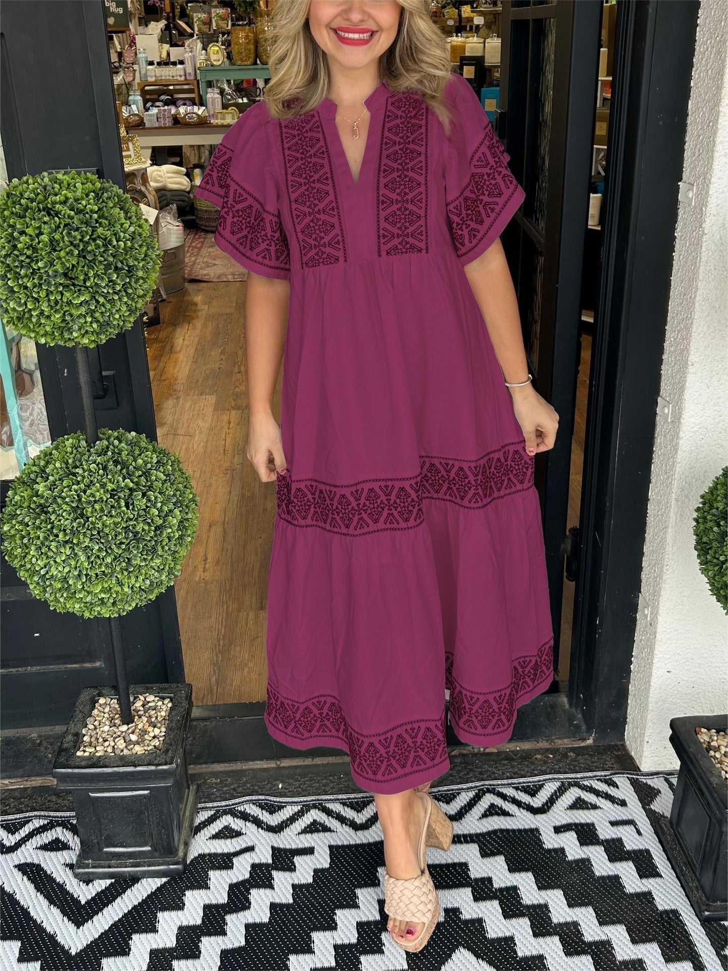 Women's Flowy Maxi Dress Tummy Control Boho Style Loose Fit