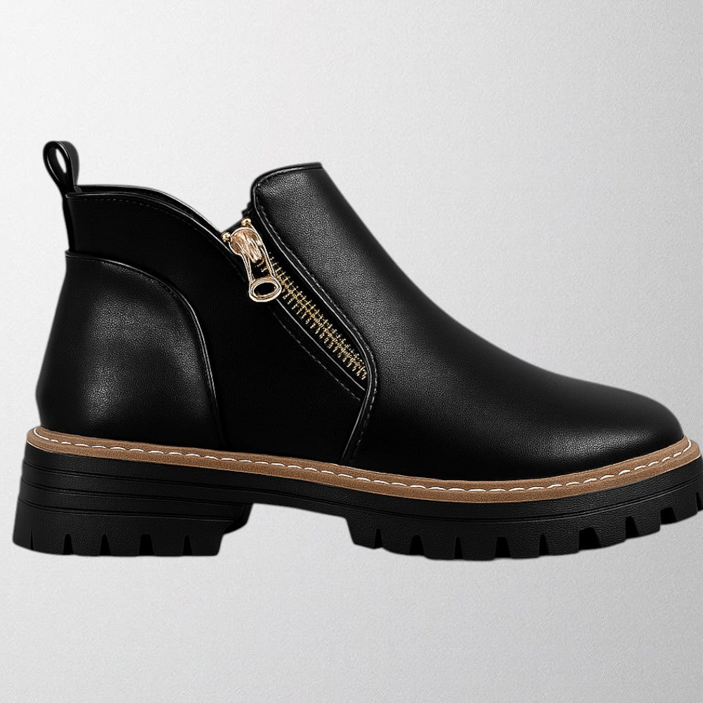 Women's Ankle Boots Rounded Toe Zipper Style - VibreMode