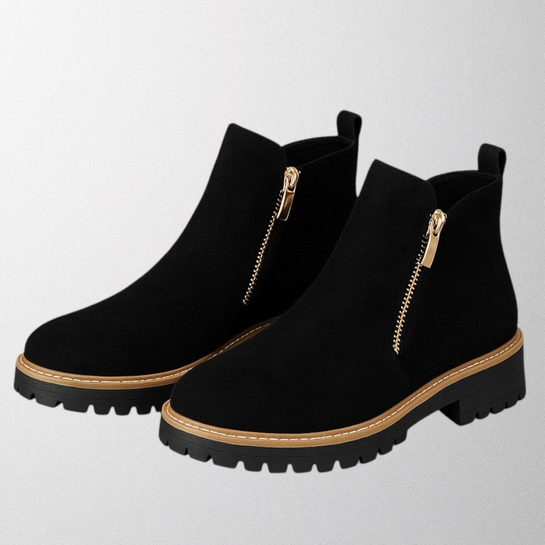 Women's Ankle Boots Zipper Lug Style