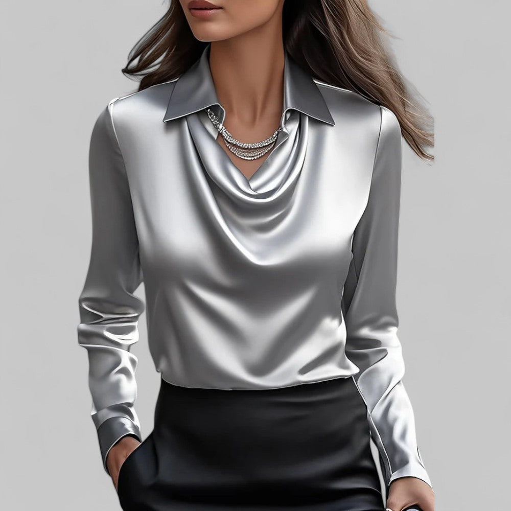 Elegant Silk V Neck Blouse