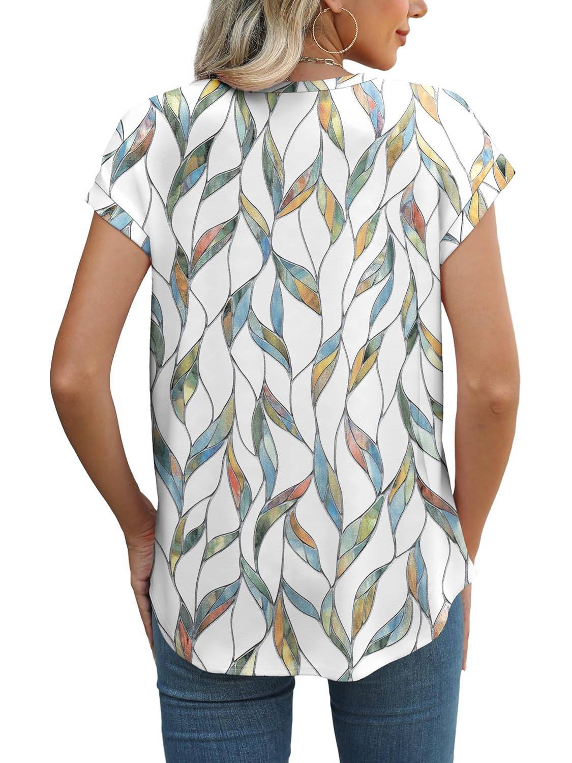 Floral Women's Short Sleeve Relaxed Fit Casual Blouse