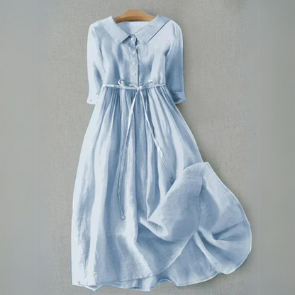 Women's Midi Casual Dress Full Button Front - VibreMode