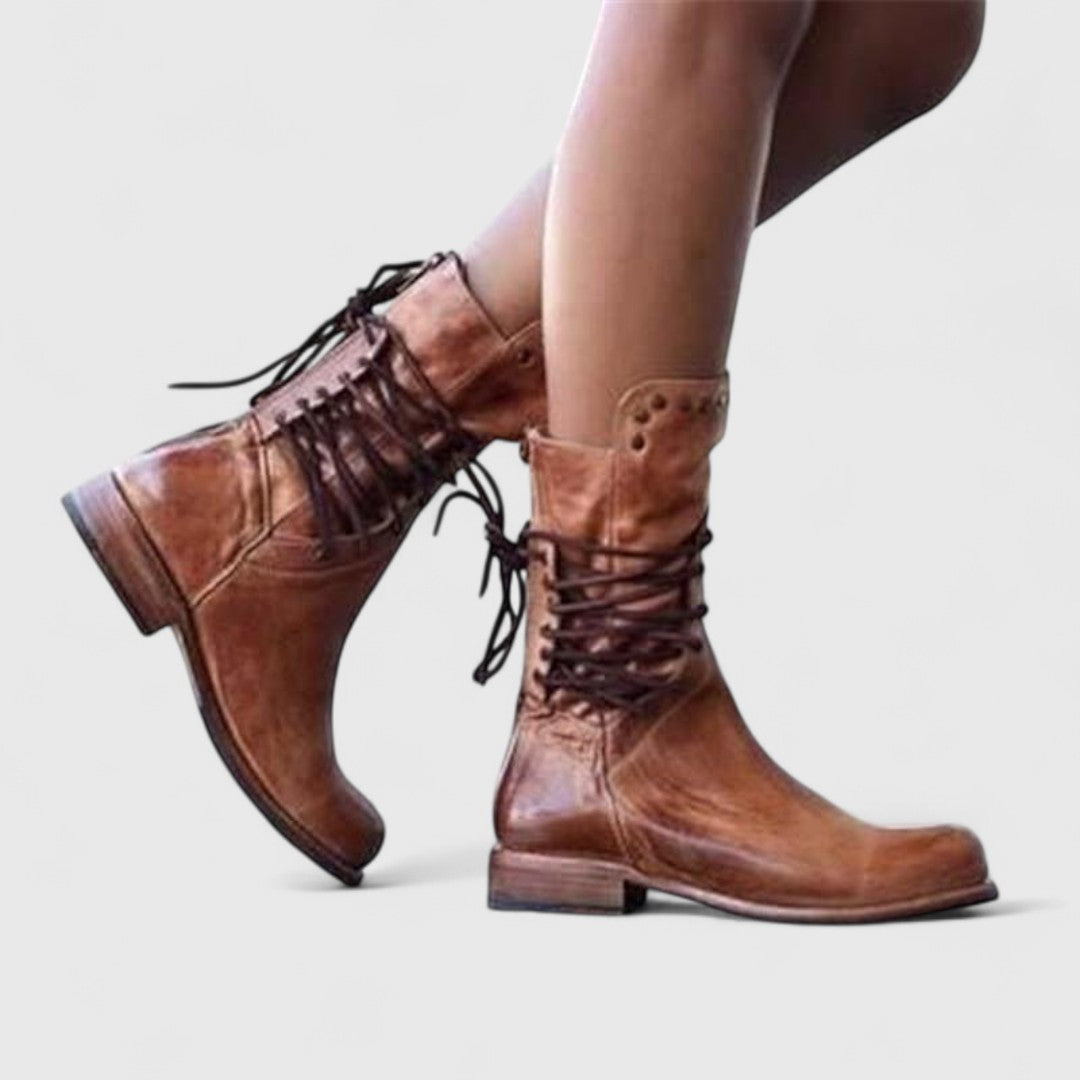 Women's Lace-Up Boots Stud Detail