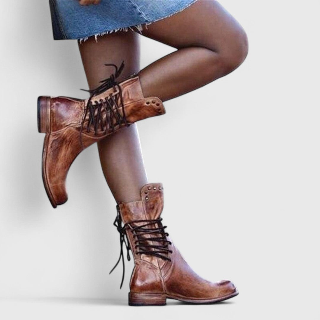Women's Lace-Up Boots Stud Detail