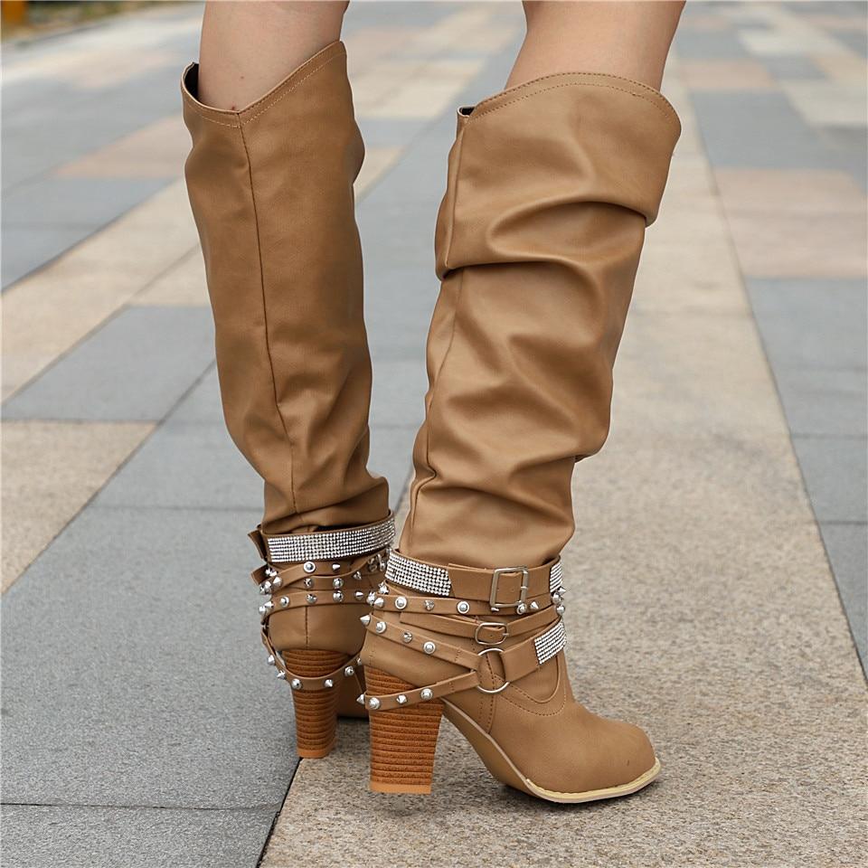 Women's Slouchy Block Heel Knee-High Boots