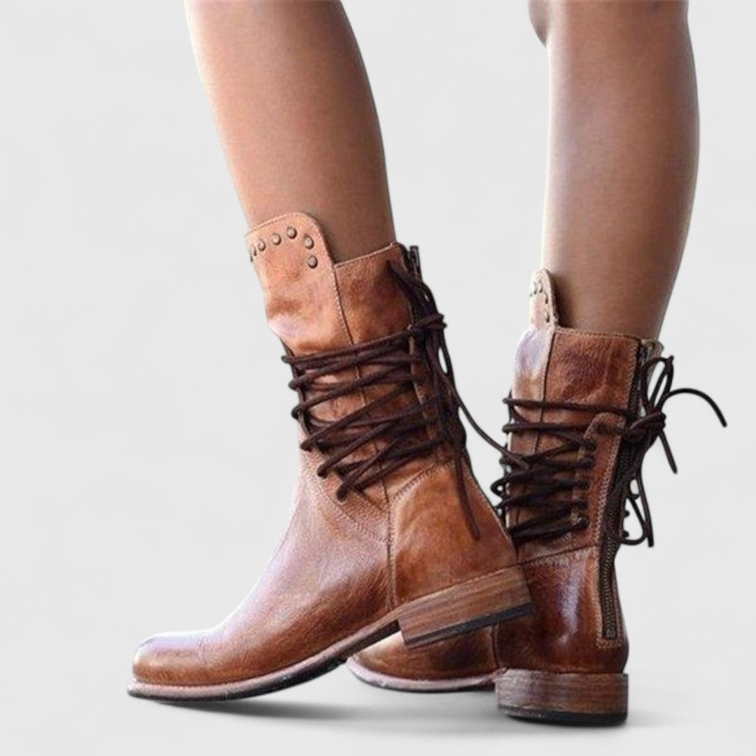 Women's Lace-Up Boots Stud Detail